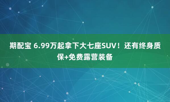 期配宝 6.99万起拿下大七座SUV！还有终身质保+免费露营装备